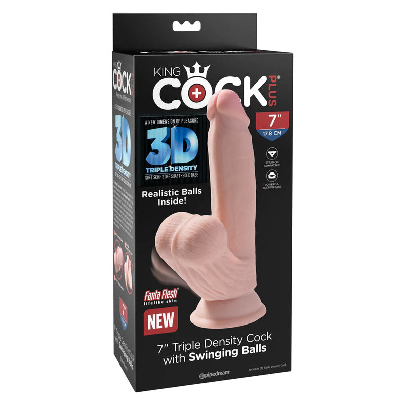 King Cock Plus 三重密度阳具,带摆动球