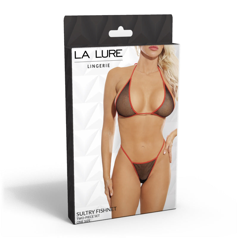 La Lure 性感渔网雅致分体套装