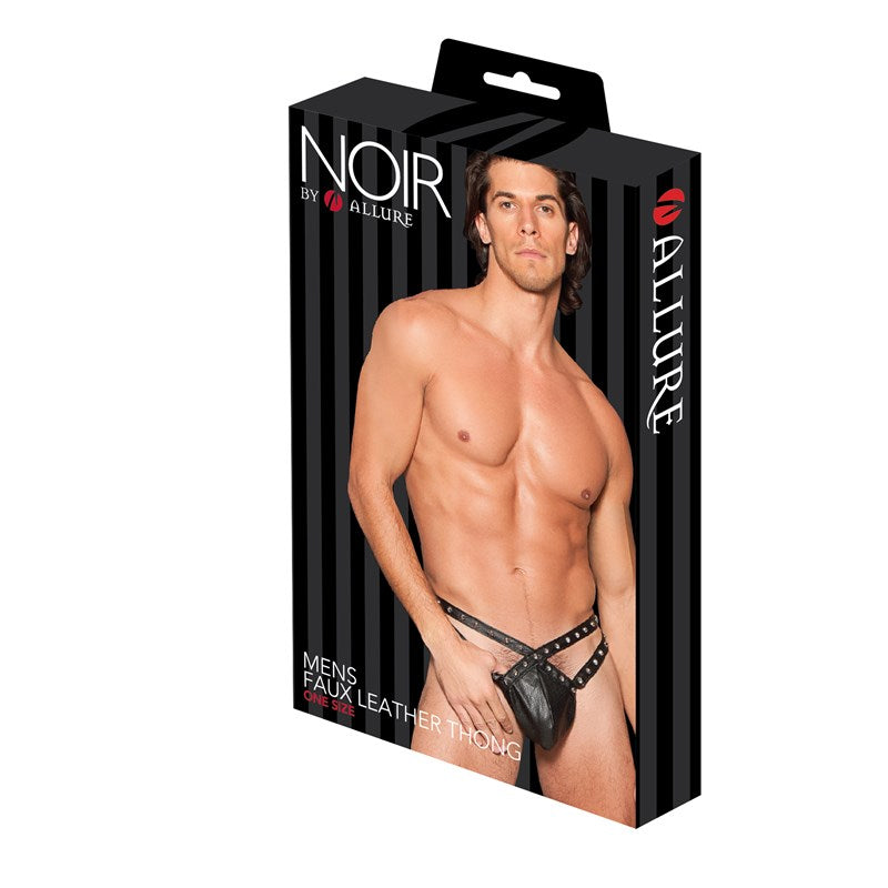 Noir 男士仿皮绑带魅惑丁字裤