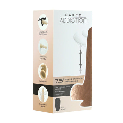 Naked Addiction 7.5英寸 怪胎震动、旋转和抽插，带遥控器