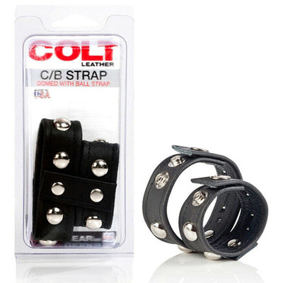 Colt 皮革阴茎和睾丸圆顶带