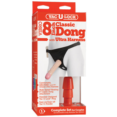 Vac-U-Lock Vibro Ultra Harness 2 & Plug With 8 Inch Dong - 非零售包装