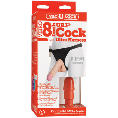 Vac-U-Lock Vibro Ultra Harness 2 & Plug With 8 Inch Ur3 Cock - 非零售包装