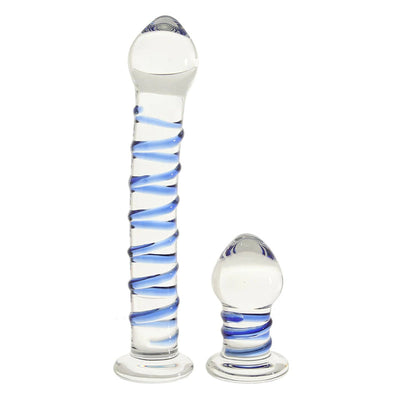 双重插入玻璃螺旋形假阳具和肛塞套装