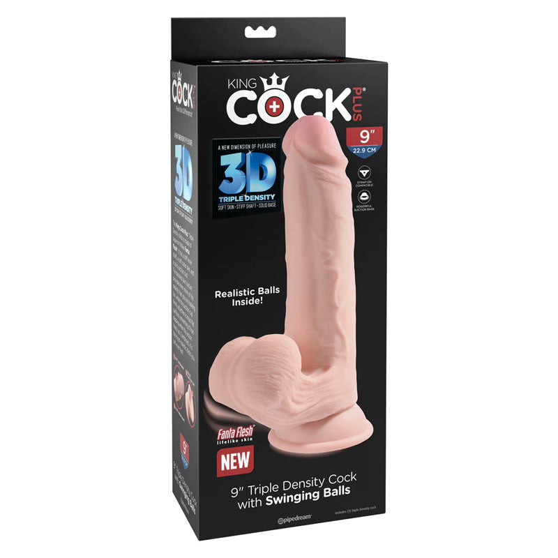 King Cock Plus 三重密度阳具，带摆动球