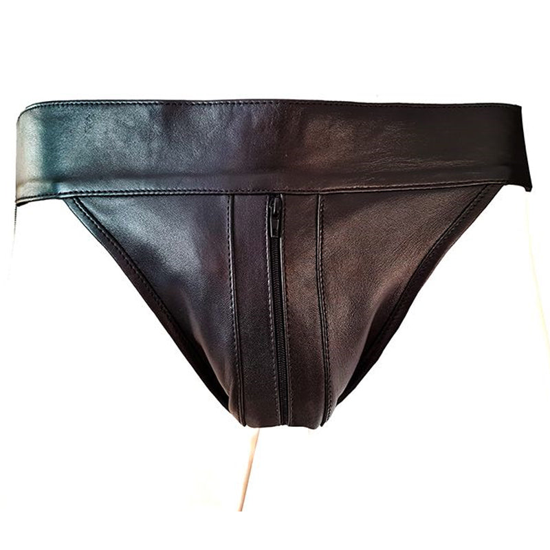 Rouge Garments 条纹拉链皮质运动内裤