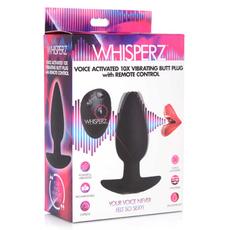 Whipserz 声控 10 倍震动肛塞，带遥控器