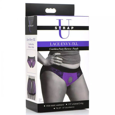 SU Lace Envy 3XL 无裆私宠私宠内裤吊带 - 紫色