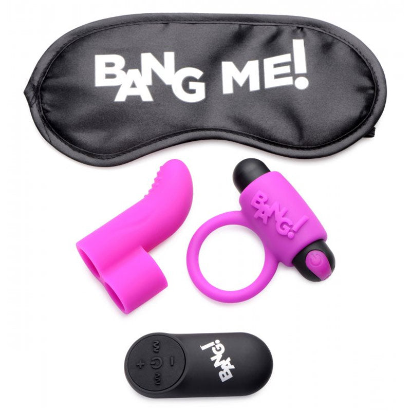 Bang 情侣爱心戒指、手指振动器、子弹头按摩棒和眼罩套装
