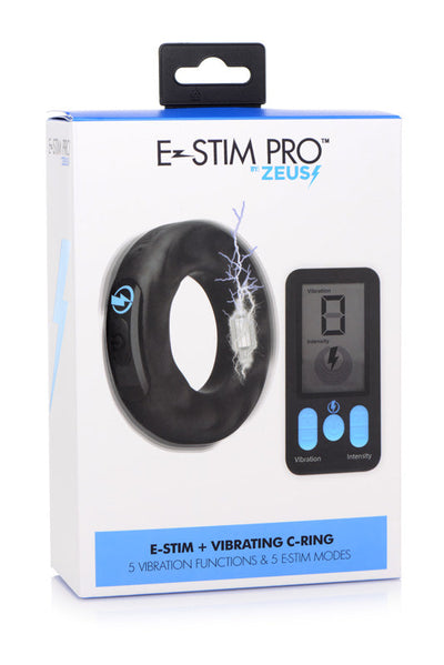 E-Stim Pro 硅胶振动阴茎环，带遥控器
