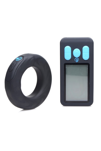 E-Stim Pro 硅胶振动阴茎环，带遥控器