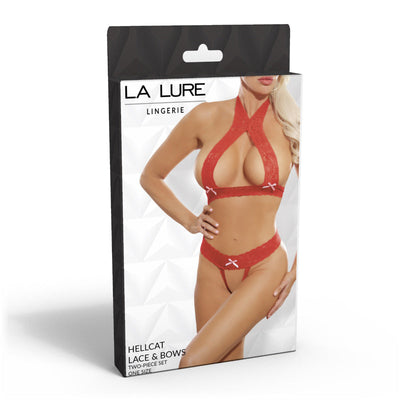 La Lure Helicat 曼妙贴丝蝴蝶结分体套装