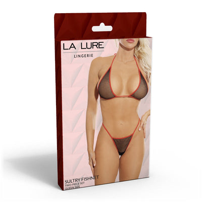 La Lure 性感渔网雅致分体套装